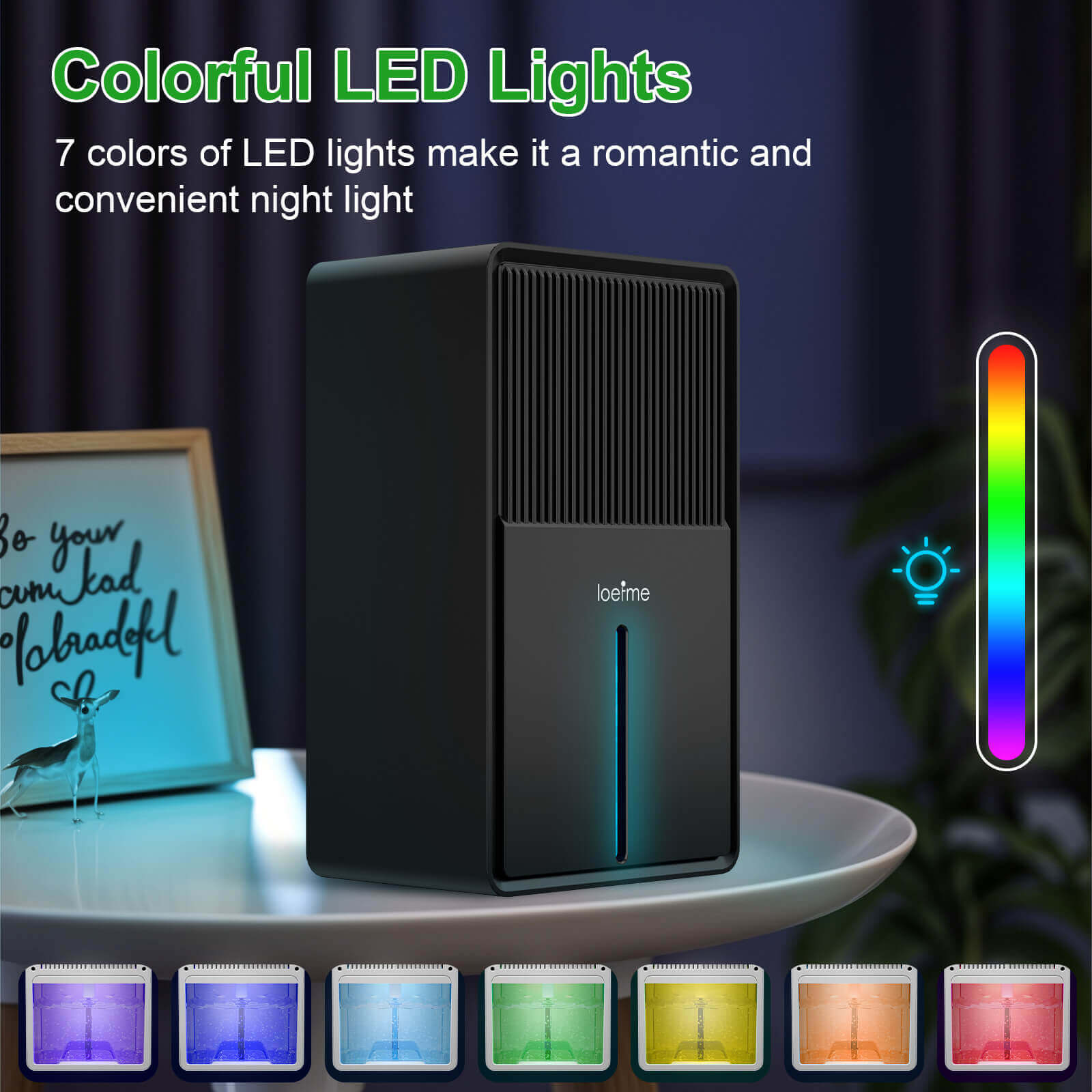Loefme B631 Dehumidifier 850 ML/Day 7 Colors Light Drying Mode Defrost Function Sleep Mode Quiet Home Bedroom 3L Air Dehumidifier