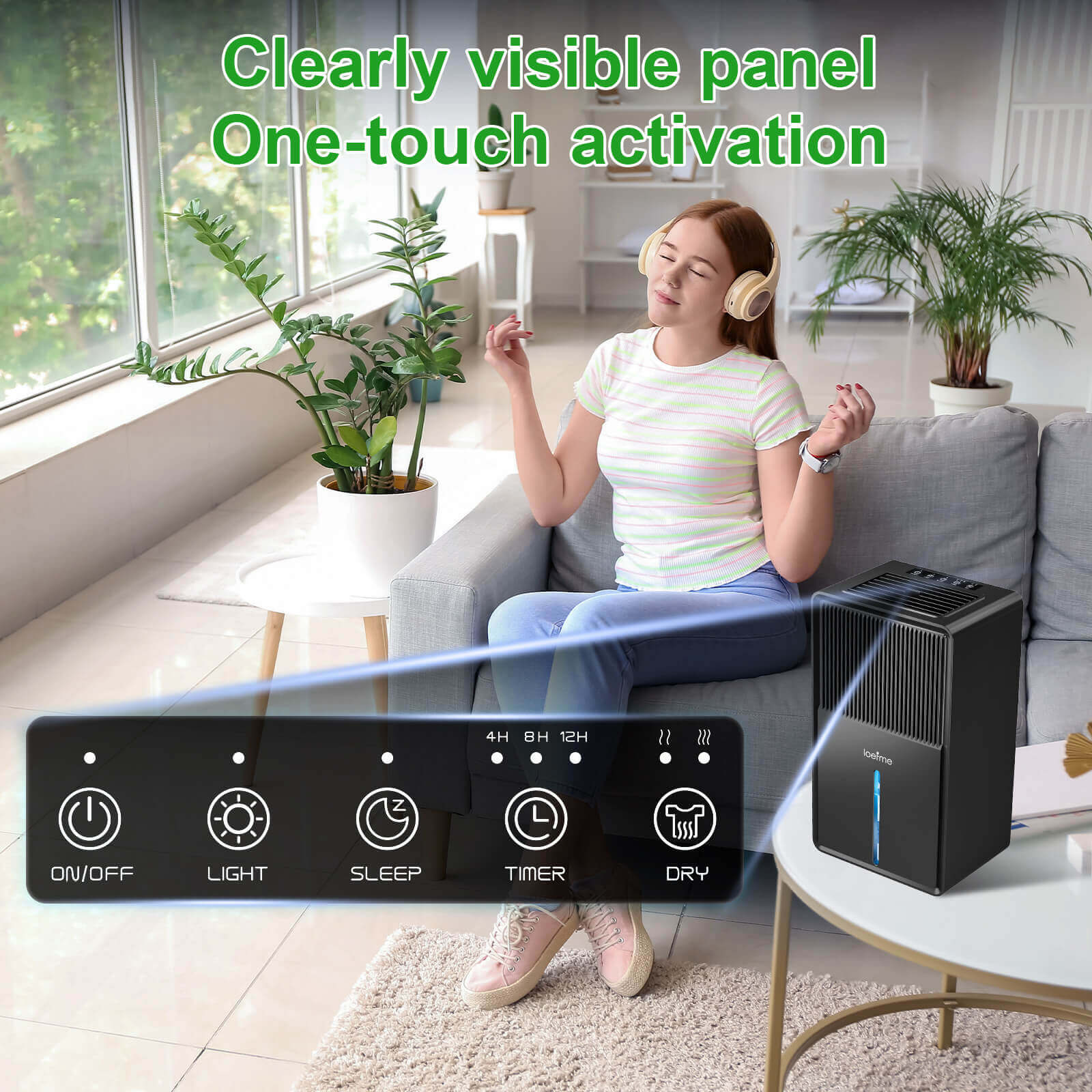 Loefme B631 Dehumidifier 850 ML/Day 7 Colors Light Drying Mode Defrost Function Sleep Mode Quiet Home Bedroom 3L Air Dehumidifier