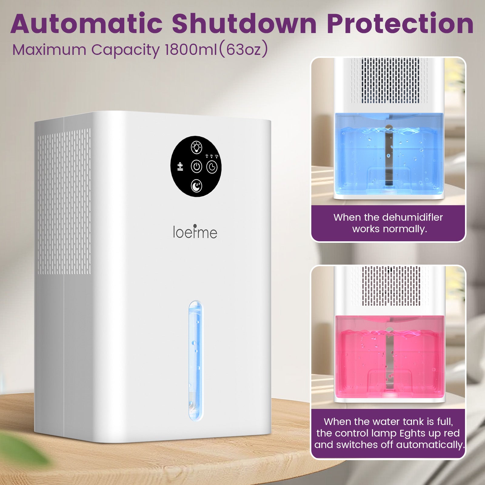 1800ml Electric Dehumidifier Drying Portable Moisture Timer Silent Mould Light