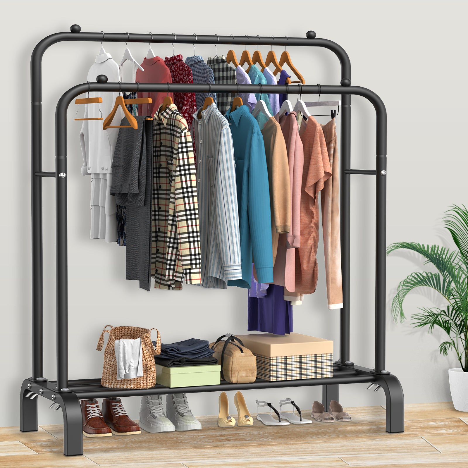 LOEFME Clothes Rail, 110 * 55 * 150cm Clothes Rack, Multifunctional Clothes Rails for Bedroom, Metal Clothes Hanging Rail, Minimalist Design Clothing Rail, Clothes Racks for Hanging Clothes