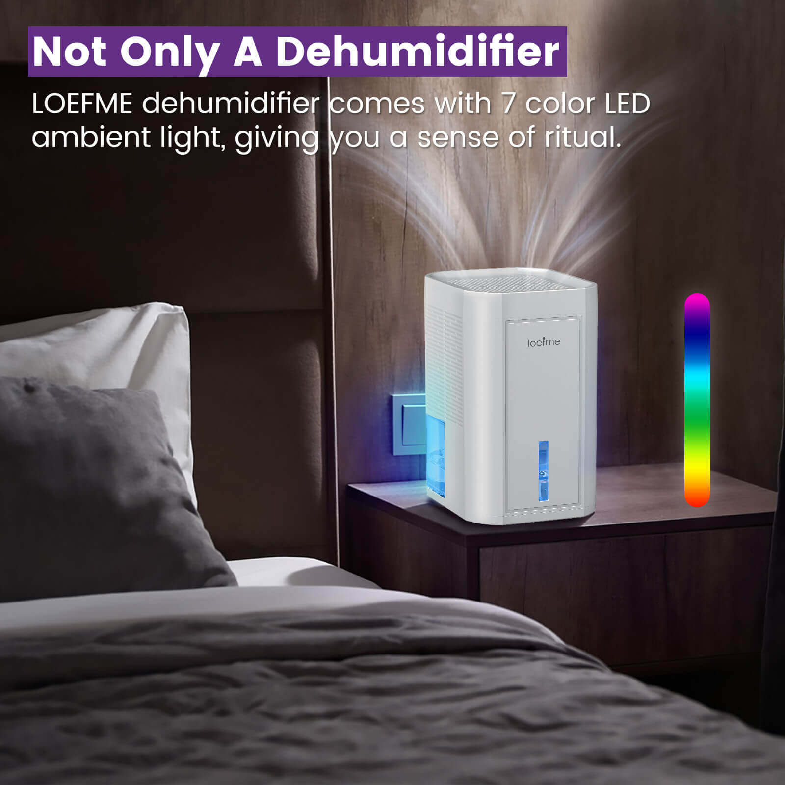 Loefme 1L Portable Silent Dehumidifier 350ML/day Air Dehumidifier Dryer With LED Light Area 5-20m2 For Home Bedroom Living Room