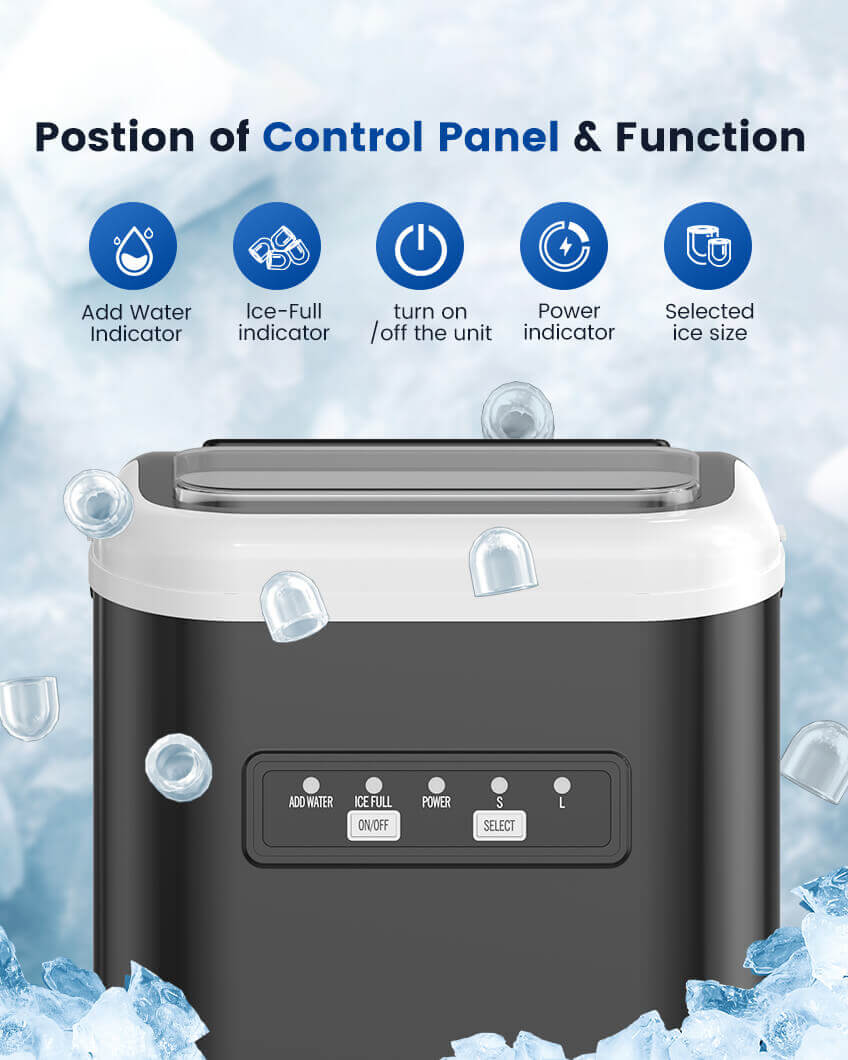 Loefme HZB-12/K Professional Electric Ice Maker, Portable Ice Maker, Self-Cleaning Bullet-Shaped Ice Cube Machine, Round Ice Cube Machine, Home Bar