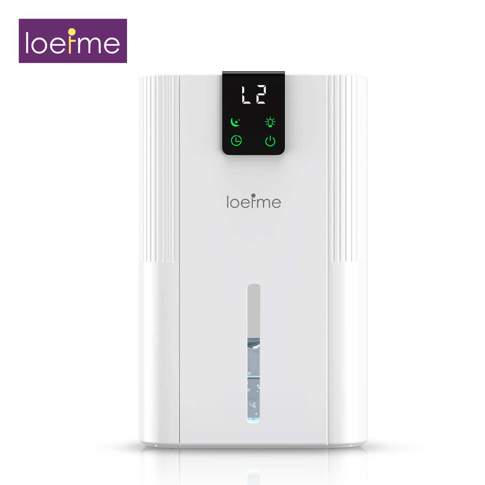 Loefme Silent Dehumidifier, Large 2.8L Air Dehumidifier, 750ML/Day With Touch Screen, LED Light For Home, Bedroom, Office, Basement