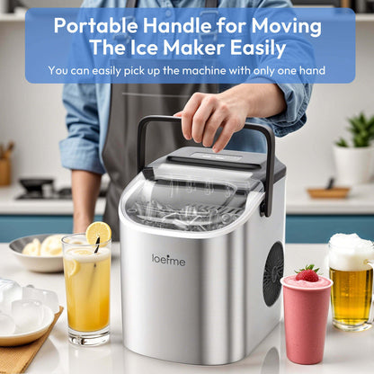 Loefme HZB-12/SH Mini Portable Fully Automatic Bullet-Shaped Ice Maker 12kg/24h 6 Minutes/9 Pcs Ice Cubes with Scoop Professional Ice Machine Self-Cleaning