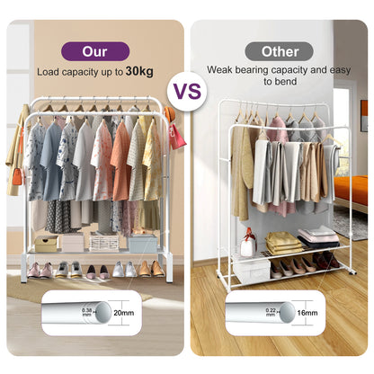 LOEFME Clothes Rail, 110 * 40 * 150cm Clothes Rack, Multifunctional Metal Clothes Hanging Rail, Minimalist Design Clothing Rail, Suitable for Bedrooms, Cloakrooms, Balconies and Dormitories