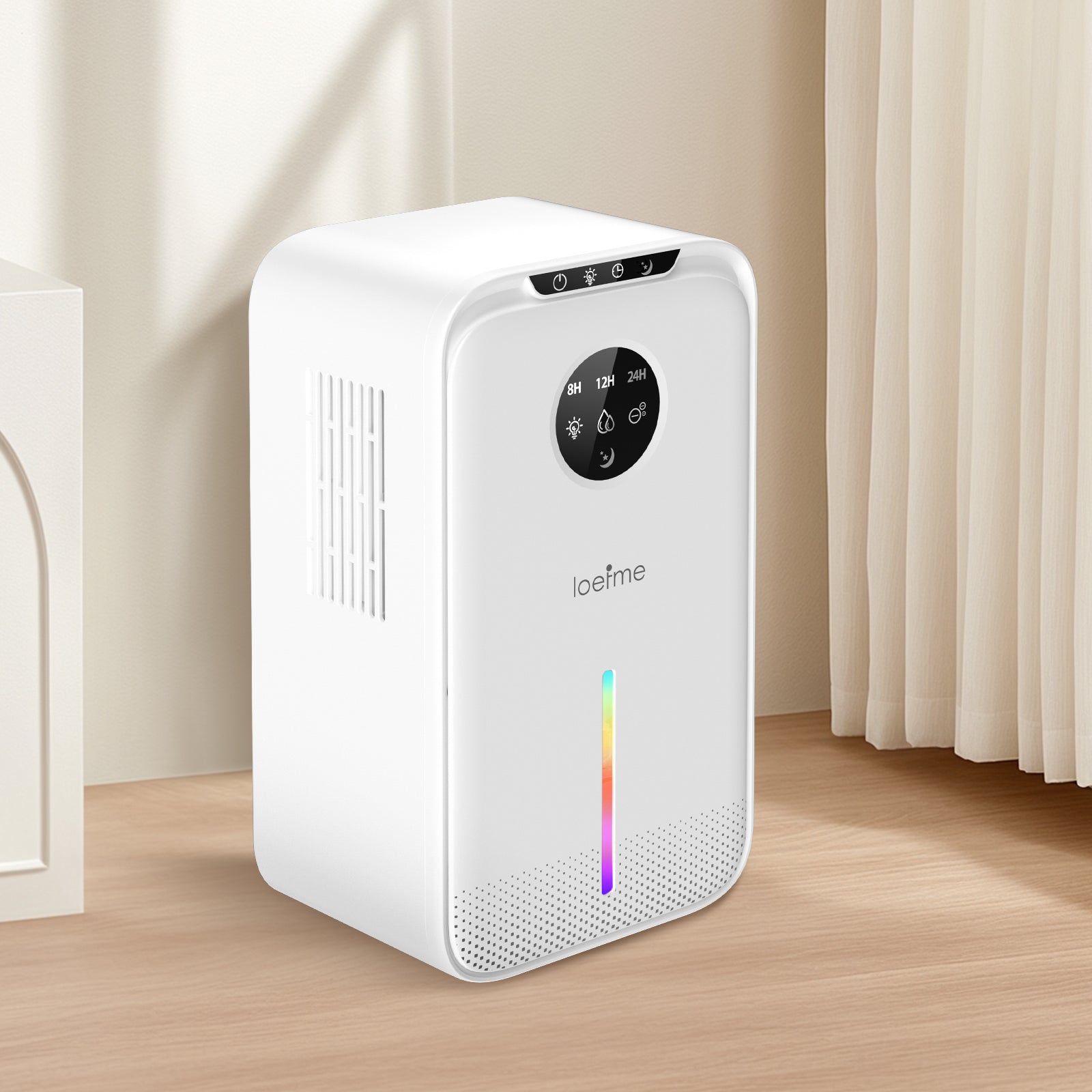 LOEFME Dehumidifier for Home Damp, 2.5L Electric Dehumidifiers for Bedroom with Ultra Quiet, Colorful LED Negative ion Small Dehumidifier with Defrost & Auto Shut off & Sleep Mode