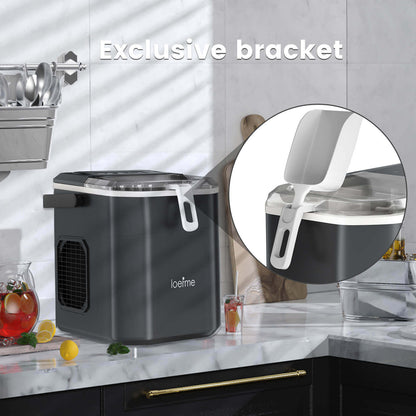 Loefme HZB-12/G Bullet-Shaped Ice Maker With Self-Cleaning Function, Portable Ice Maker With Handle For Easy Portability, Removable Stand For Ice Scraper, Suitable For Kitchen/Home/Office/Party/RV