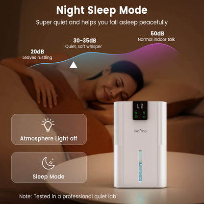 Loefme Silent Dehumidifier, Large 2.8L Air Dehumidifier, 750ML/Day With Touch Screen, LED Light For Home, Bedroom, Office, Basement