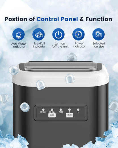 Loefme HZB-12/K Professional Electric Ice Maker, Portable Ice Maker, Self-Cleaning Bullet-Shaped Ice Cube Machine, Round Ice Cube Machine, Home Bar