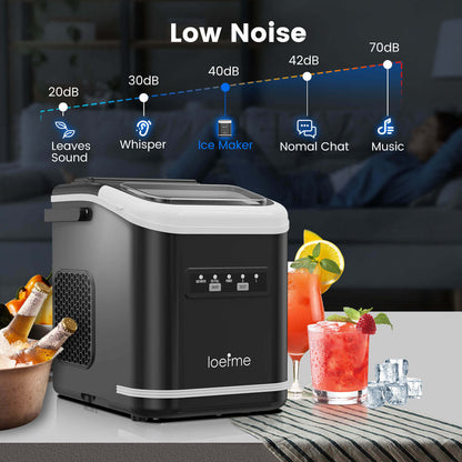 Loefme HZB-12/K Professional Electric Ice Maker, Portable Ice Maker, Self-Cleaning Bullet-Shaped Ice Cube Machine, Round Ice Cube Machine, Home Bar