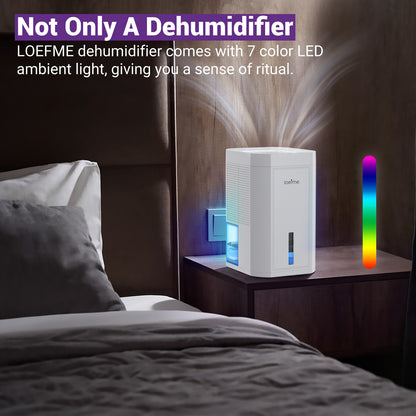 LOEFME 1000ml Mini Dehumidifier, 7-Color LED lights Dehumidifiers for Home Damp, Portable and Quiet Dehumidifier White, Suitable for Bedroom, Bathroom, Wardrobe, Cloakroom, RV
