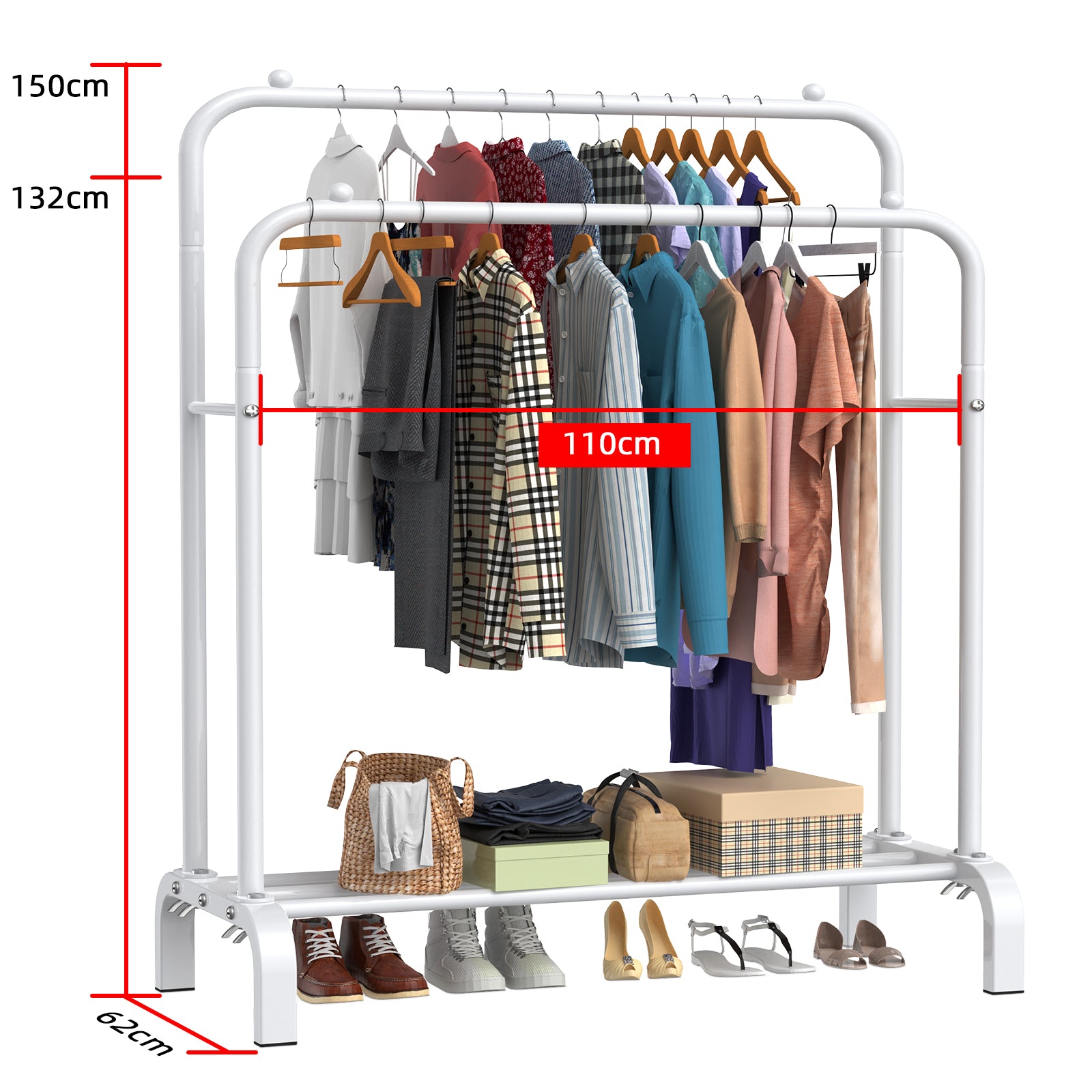 LOEFME Clothes Rail, 110 * 55 * 150cm Clothes Rack, Multifunctional Clothes Rails for Bedroom, Metal Clothes Hanging Rail, Minimalist Design Clothing Rail, Clothes Racks for Hanging Clothes