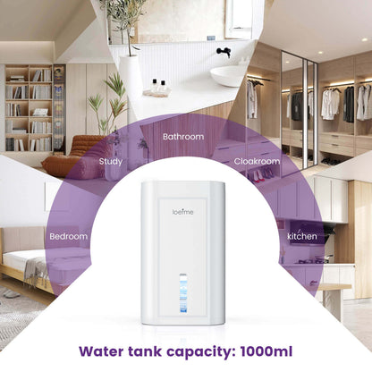 Loefme 1L Portable Silent Dehumidifier 350ML/day Air Dehumidifier Dryer With LED Light Area 5-20m2 For Home Bedroom Living Room