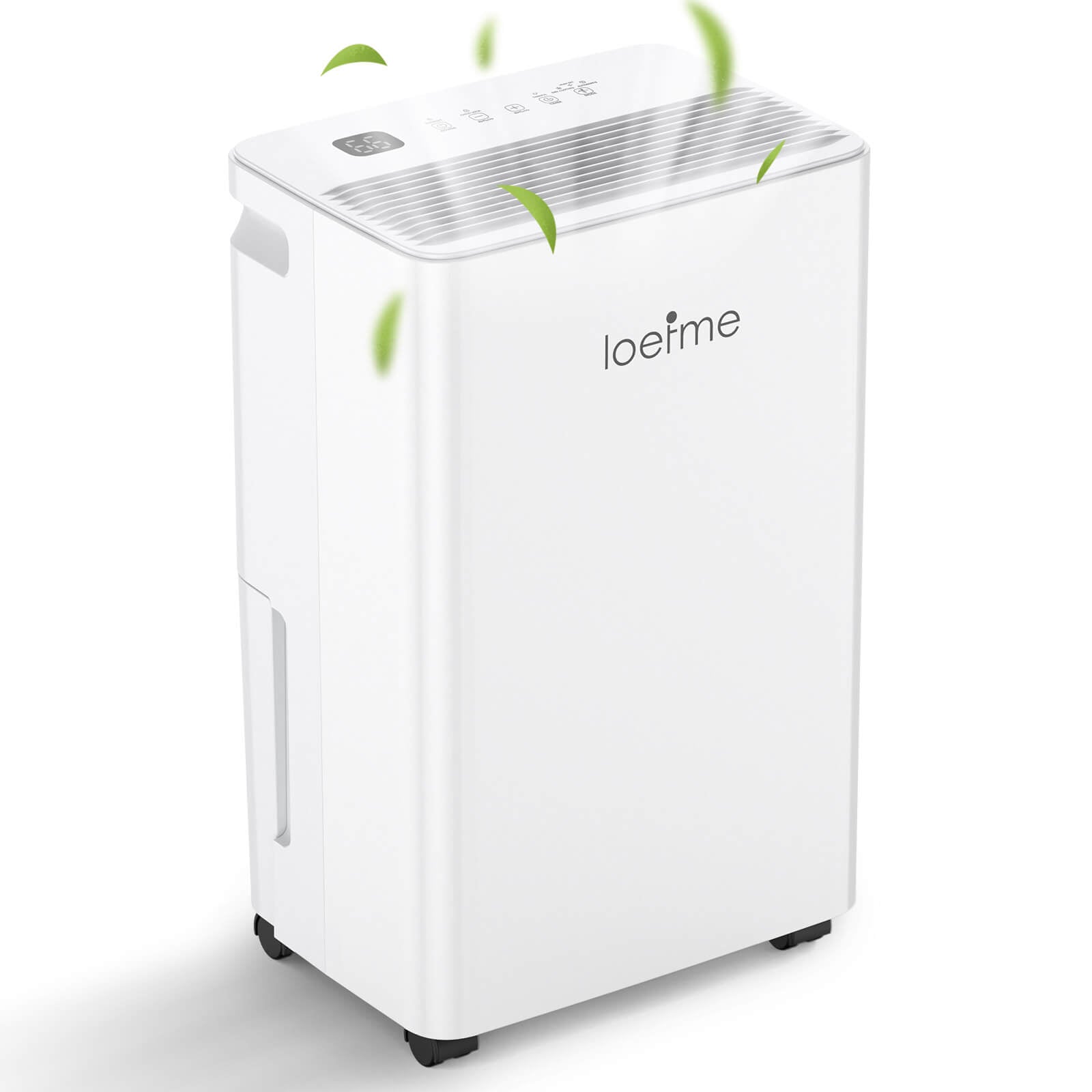 Loefme 12L/ Day Efficient Dehumidifier For Home, With 2L Tank & 2 Pipes, Portable Wheels, 3 Modes, Auto Defrost, Timer, Child Lock, Digital Display, Full Water Alert, LED Light For Bathroom/ Bedroom/ Kitchen/ Caravan/ Wardrobe
