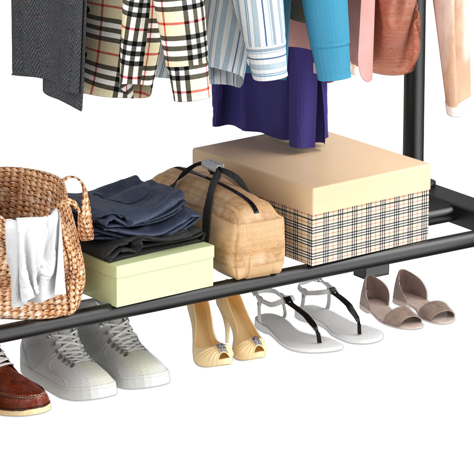 LOEFME Clothes Rail, 110 * 55 * 150cm Clothes Rack, Multifunctional Clothes Rails for Bedroom, Metal Clothes Hanging Rail, Minimalist Design Clothing Rail, Clothes Racks for Hanging Clothes