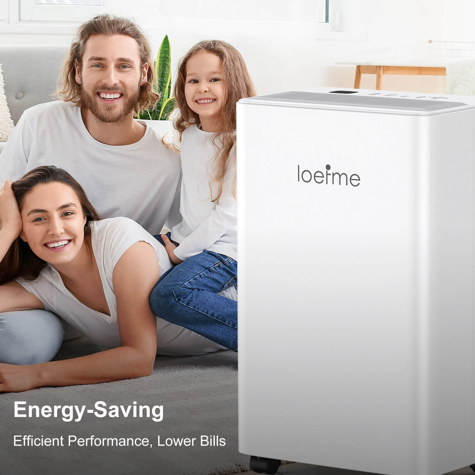 Loefme 12L/ Day Efficient Dehumidifier For Home, With 2L Tank & 2 Pipes, Portable Wheels, 3 Modes, Auto Defrost, Timer, Child Lock, Digital Display, Full Water Alert, LED Light For Bathroom/ Bedroom/ Kitchen/ Caravan/ Wardrobe